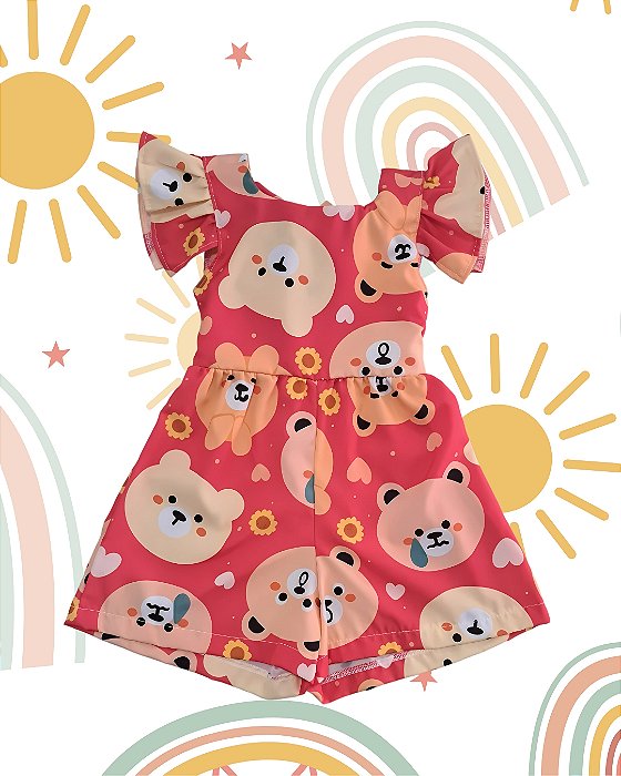 Macacão Infantil Menina Ursinhos