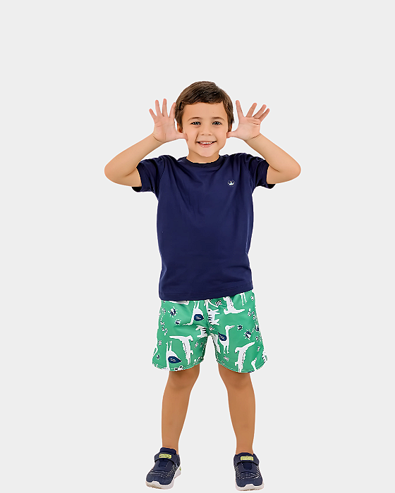 Conjunto Infantil Mauricinho Animais na Floresta Azul Marinho