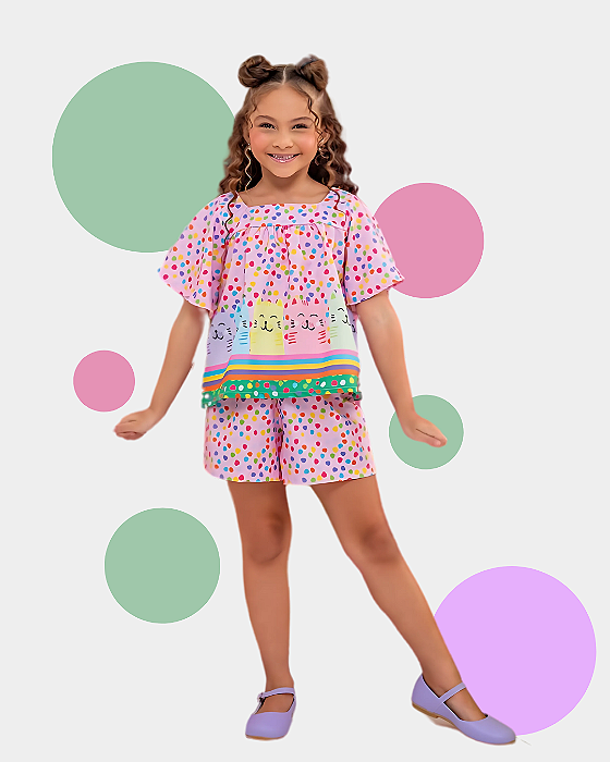 Conjunto Infantil Meninas Gatinhas