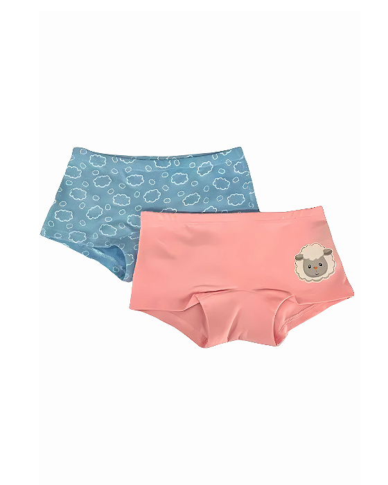 Kit 2 Calcinhas Boxer Infantil Nuvens