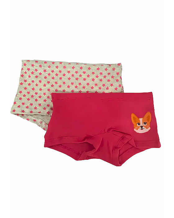 Kit 2 Calcinhas Boxer Infantil Raposinha