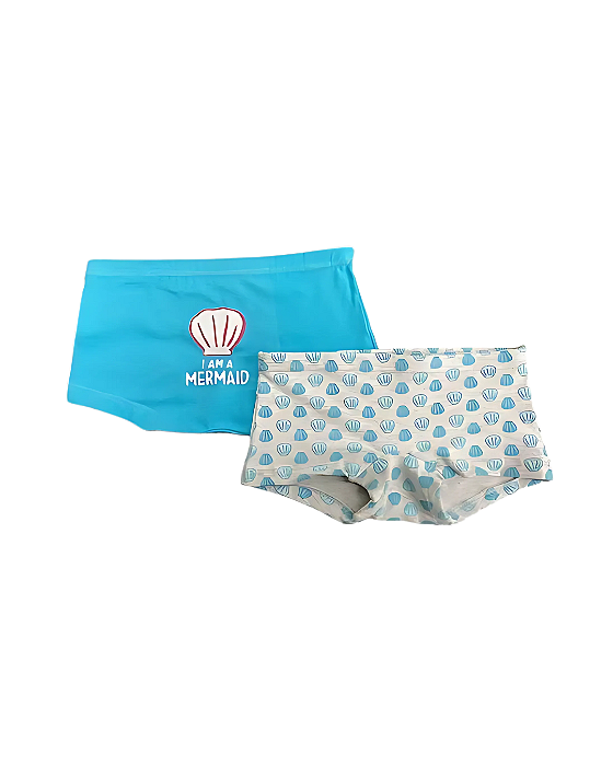 Kit 2 Calcinha Boxer Infantil Fundo do Mar