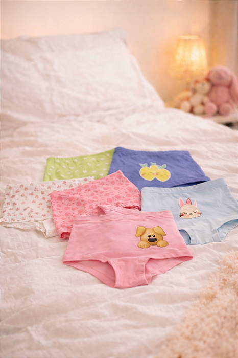 Kit 4 Calcinhas Boxer Estilo Shortinhos (Estampas Sortidas)