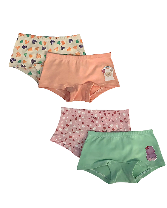 Kit 4 Calcinhas Boxer Sortidas