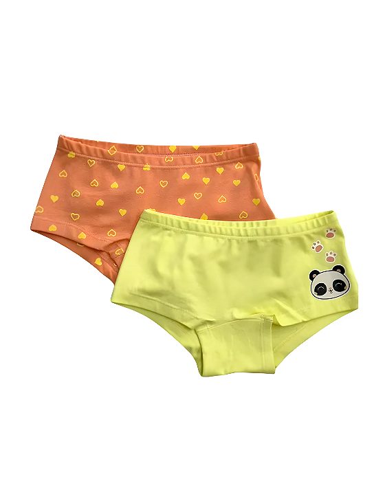 Kit 2 Calcinhas Boxer Infantil Pandinha