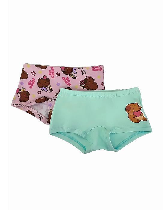 Kit 2 Calcinhas Boxer Infantil Capivara