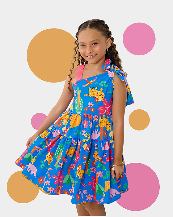 Vestido Infantil Meninas Zoo