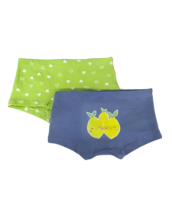 Kit 2 Calcinhas Boxer Infantil Limãozinho