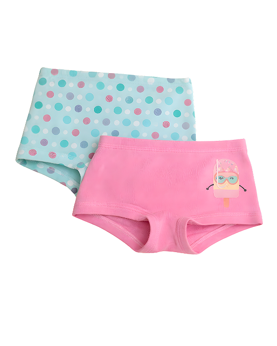 Kit 2 Calcinhas Boxer Infantil Picolé estilo Shortinhos