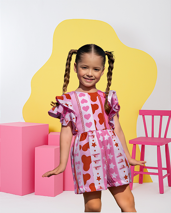 Macacão Infantil Meninas Corações