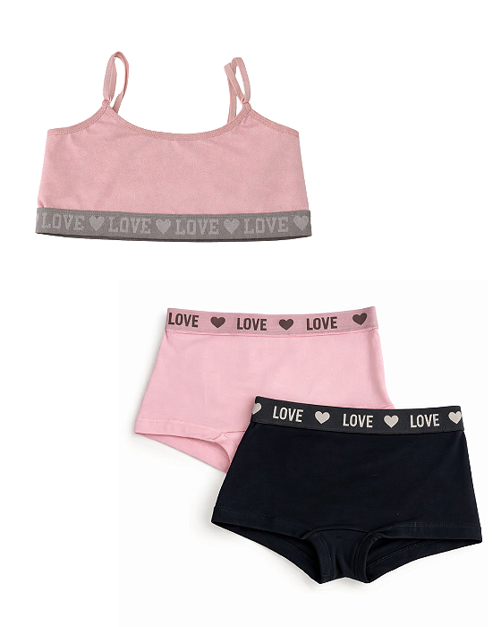 Kit 2 Calcinhas Boxer e Top Meninas 12 a 16 anos
