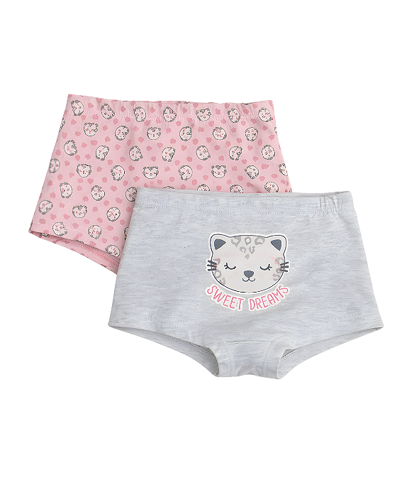 Kit 2 Calcinhas Boxer Infantil Tigrinha