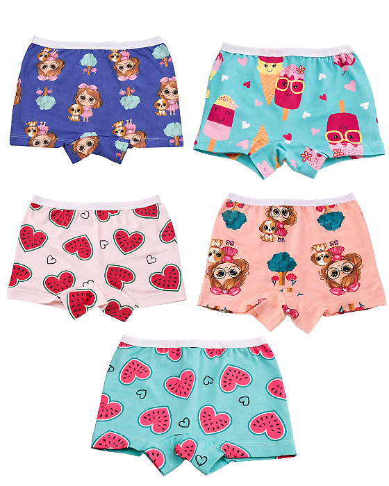kit 8 Calcinhas Boxer Estilo Shortinhos Cintura Alta Nova Coleção 2 ao 14 anos