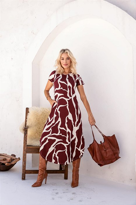 Vestido Longo Barra Redonda Ondas