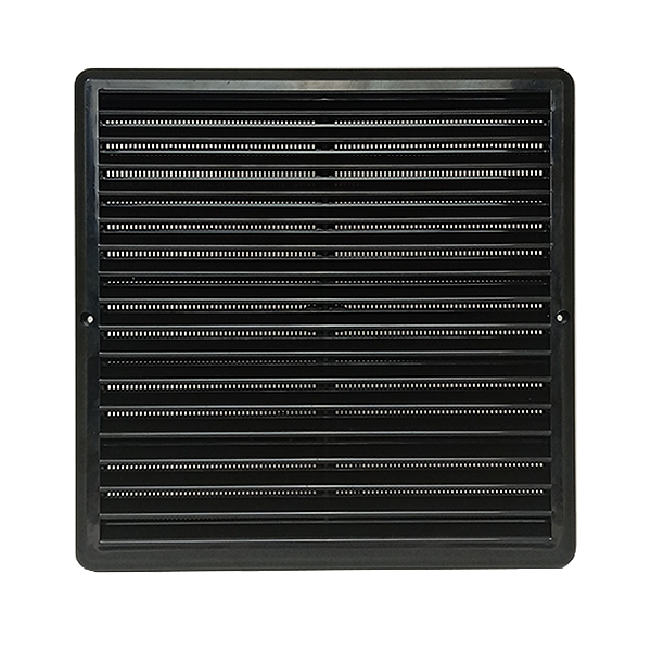 Grade De Ventilação Plástica 25x25cm Preta Com Tela
