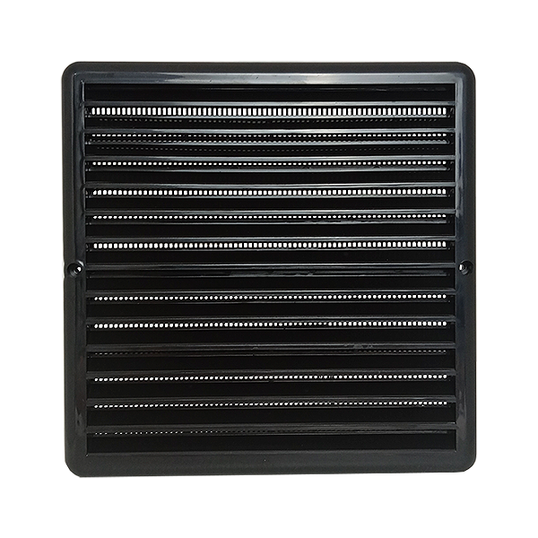 Grade De Ventilação Plástica 20x20cm Preta Com Tela