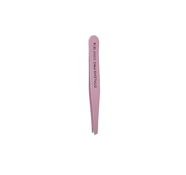 Pinça de Sobrancelha Staleks Pro - TE-11-4- Rosa - Série Expert - Chanfrada