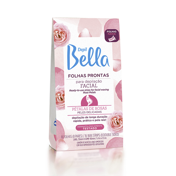 Folhas Prontas Depil Bella Facial Pétalas de Rosas 16un
