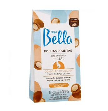 Folhas Prontas Depil Bella Facial Óleo de Argan 16un