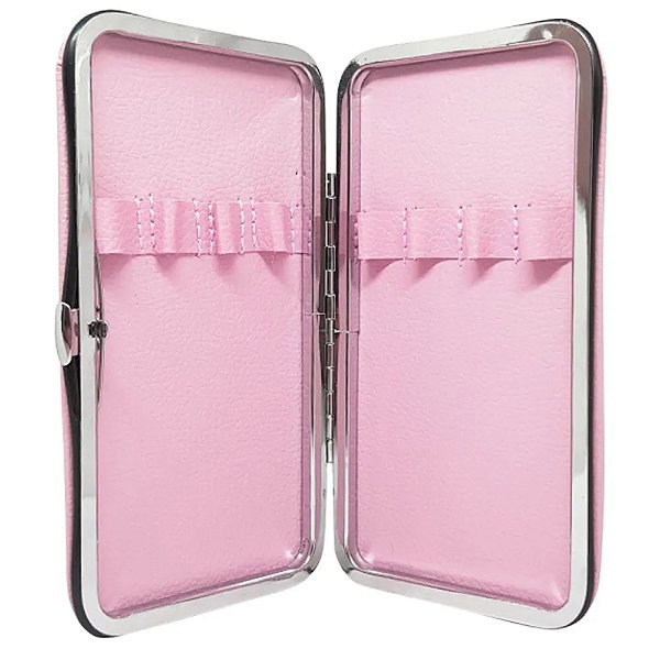 Estojo Organizador de Pinças Couro Rosa