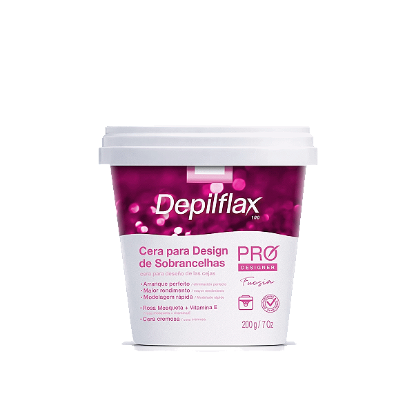 Cera para Design de Sobrancelhas Depilflax Pro Designer Fucsia 200g