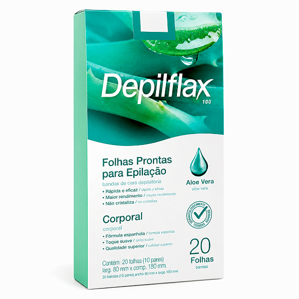 Folhas Corporais Aloe Vera Depilflax 20UN