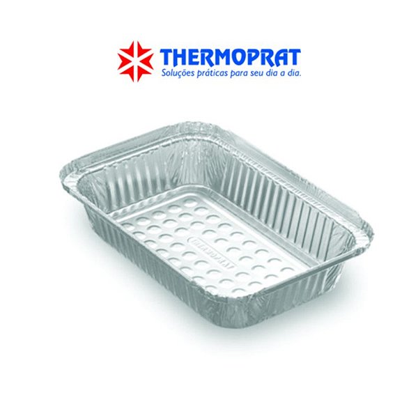 Marmita Bandeja Retangular de Alumínio Thermoprat 750ml fechamento manual