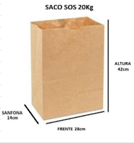 Saco delivery Kraft natural tipo SOS - 20kg - 200un