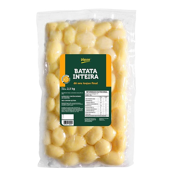 Batata Inteira Cozida no Vapor Vapza 2,5kg