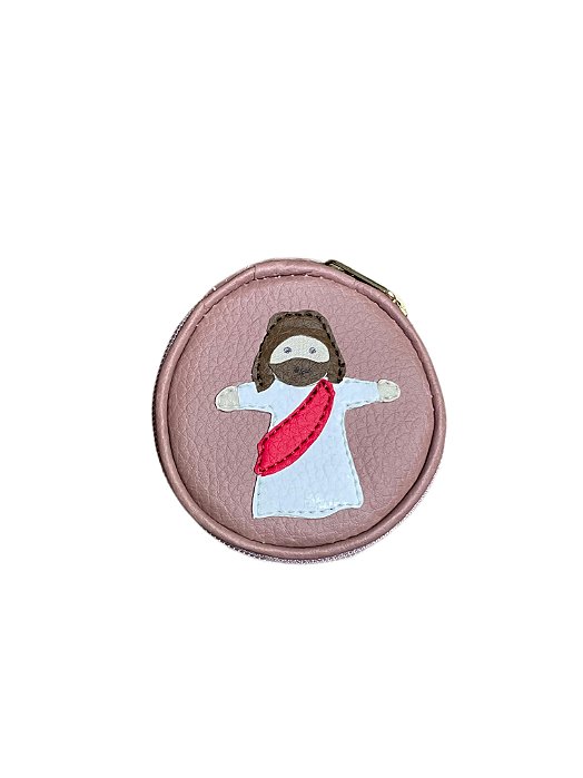 Porta Terço / Porta Moeda / Porta Treco | Jesus - Cor: Rosê