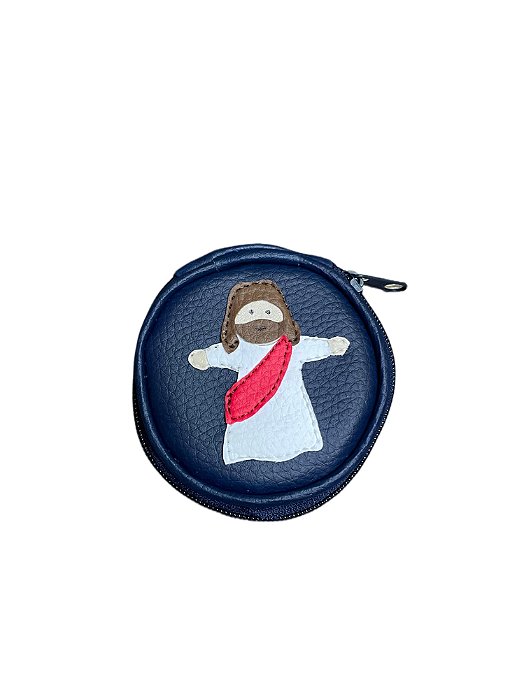 Porta Terço / Porta Moeda / Porta Treco | Jesus - Cor: Azul