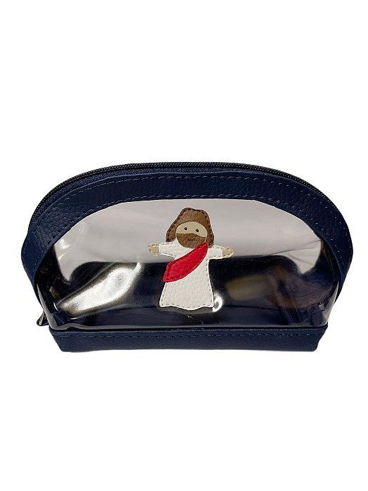 Necessaire com Estampa Personalizada de Jesus ou de Nossa Senhora | Jesus - Cor: Azul