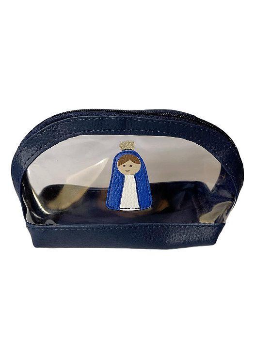 Necessaire com Estampa Personalizada de Jesus ou de Nossa Senhora | Nossa Senhora - Cor: Azul