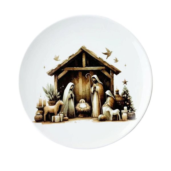 Prato Raso Presépio Wood Berço 26cm