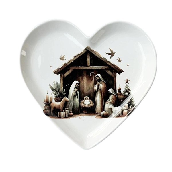 Prato de Coração Presépio Wood Berço 24cm