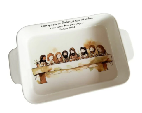 Refratário porcelana Santa Ceia 28x16cm