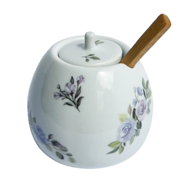 Açucareiro em Porcelana Roses Roxas 250ml