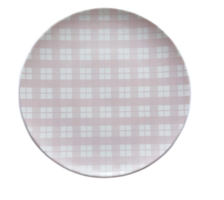 Prato Raso Xadrez Rosa 26cm