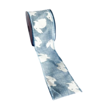 Fita Decorativa de Pascoa Azul c/ Coelho Branco (FT4451)