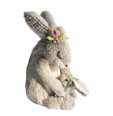 Coelha Decorativa Sentada com Filhote 18cm (CO729)