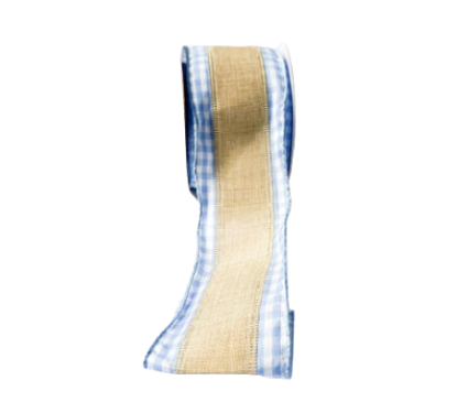 Fita Decorativa de Pascoa Dourada Borda Xadrez Azul (FT4460)