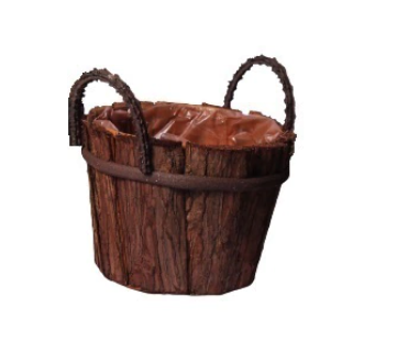 Cachepot Tronco de Madeira Redondo c/ Alça M 22cm (FB433)