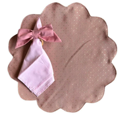 Kit Mesa Flor Poa Rosa