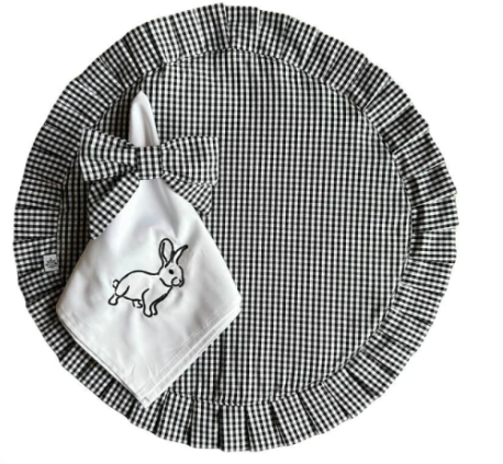 Kit Mesa Babado Xadrez Preto e Branco