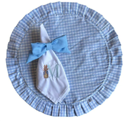 Kit Mesa Babado Monograma Azul