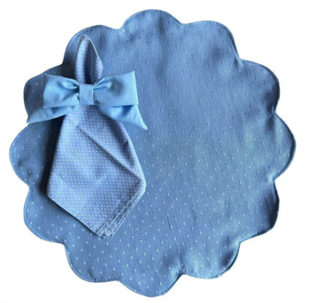 Kit Mesa Flor Bolinha Azul