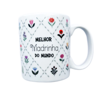 Caneca em Porcelana Afeto Frase Melhor Madrinha 250ml