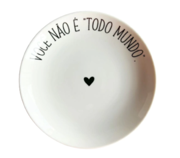 Prato Pão Porcelana Frase de Mãe Todo Mundo 16cm