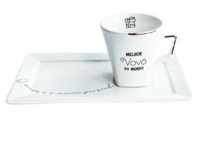 Caneca Vovó Com Pires Bandeja
