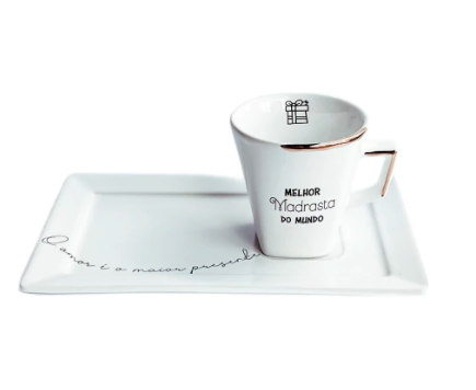 Caneca Madrasta Com Pires Bandeja